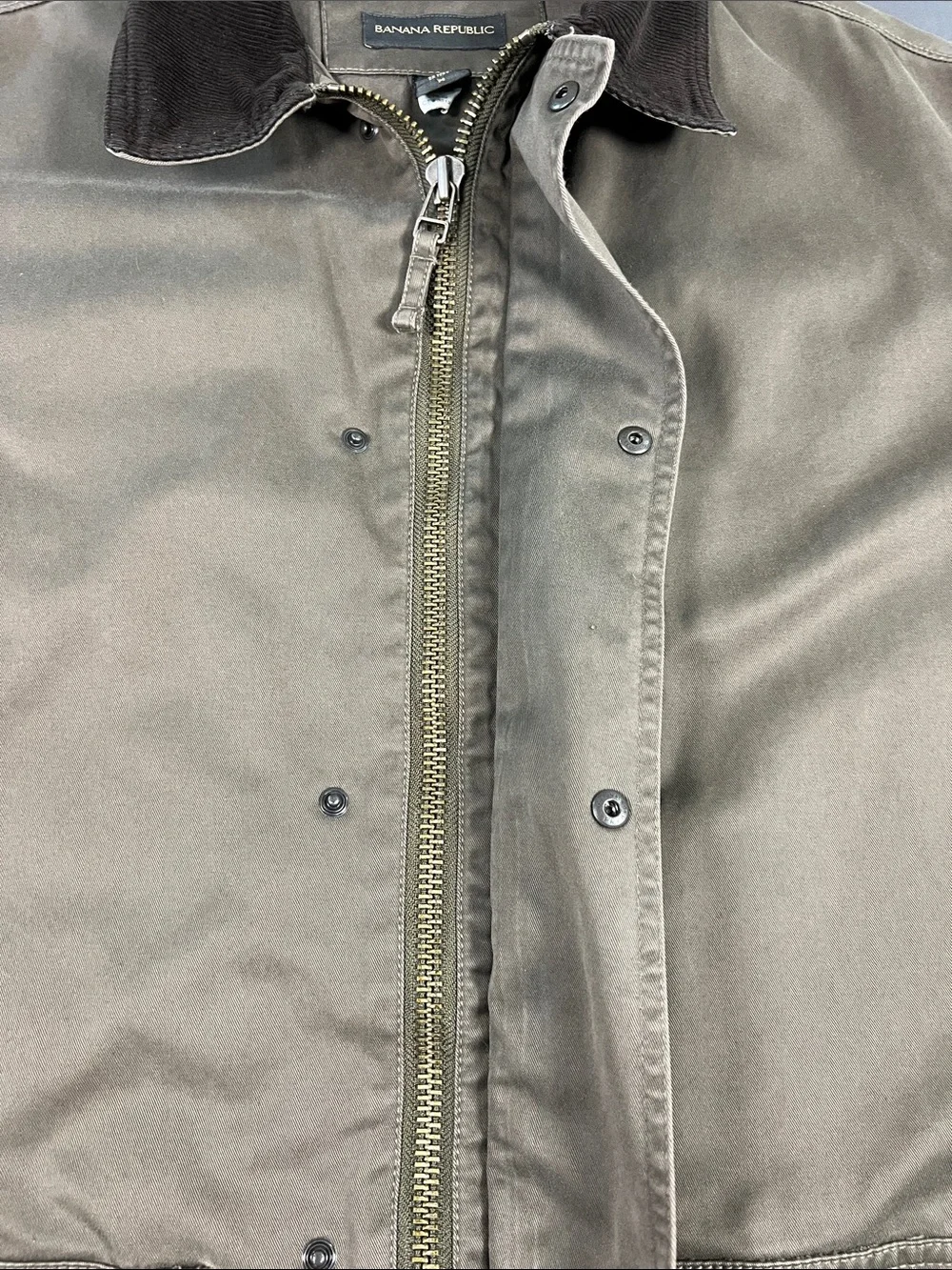 Banana Republic Olive Field Jacket with Dark Contrast Collar